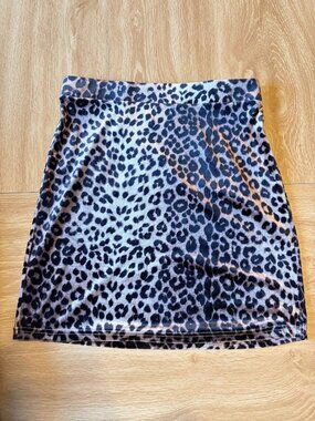 Windsor Leopard Print Velvet Mini Skirt Y2K - Size L